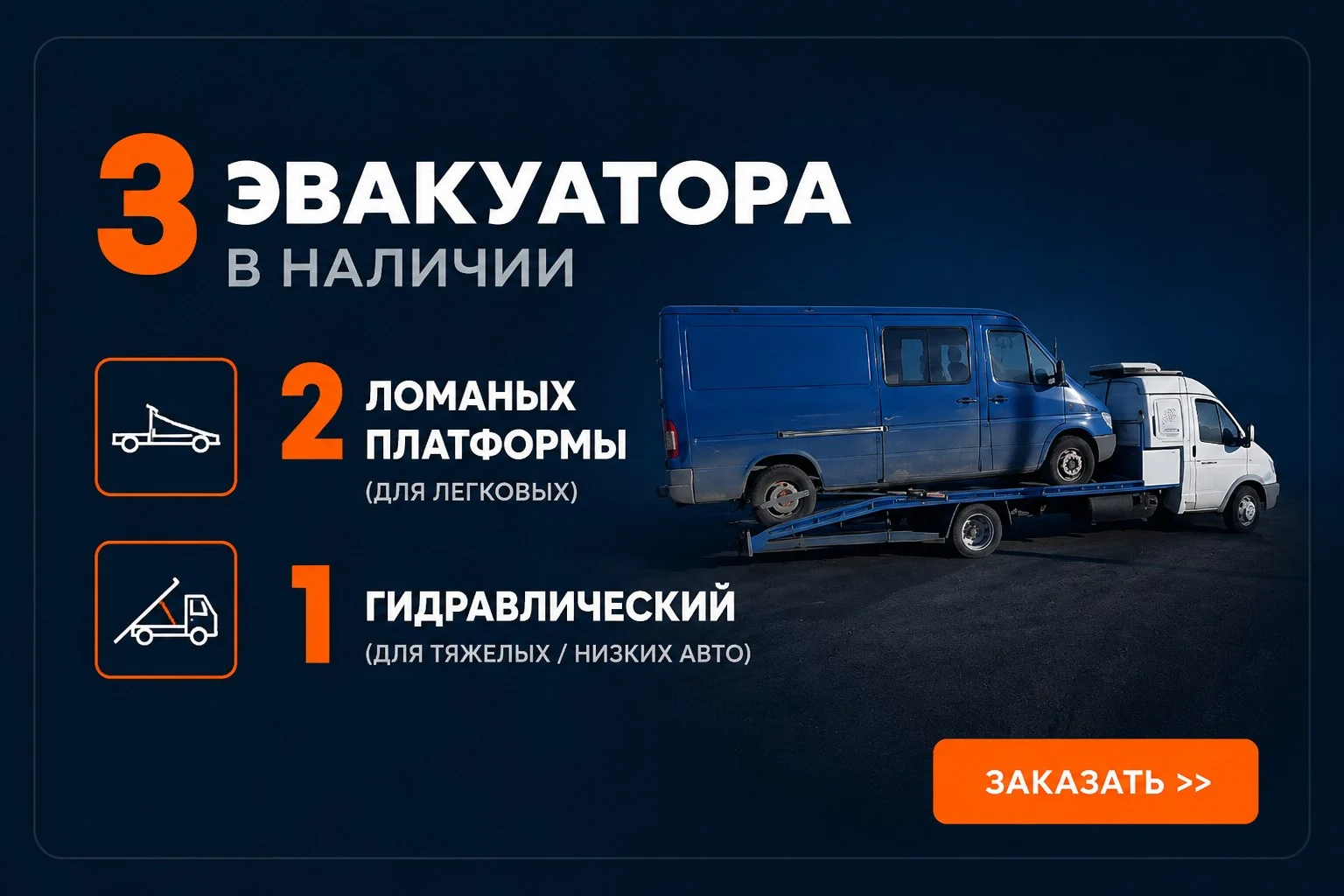 Техпомощь на дороге — эвакуатор срочно, рядом, круглосуточно